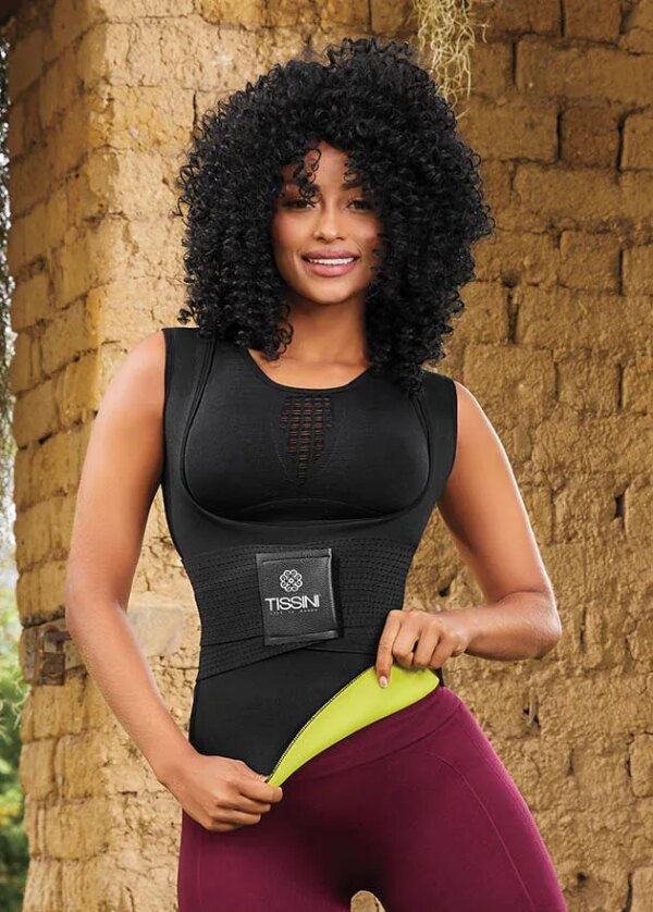 TISSINI Women's Neoprene Waist Trainer Vest - Sleek Slimming Shaper with Yellow Accent