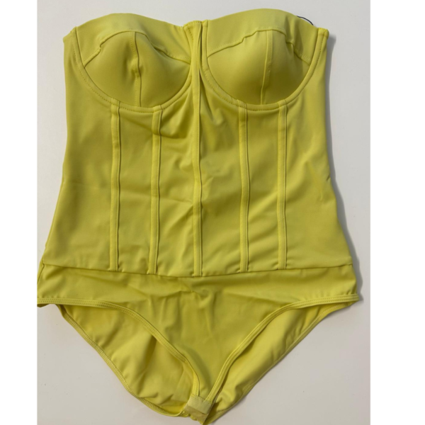 TISSINI Women's Yellow Corset Bodysuit - Structured Cup Slimming Shapewear Top